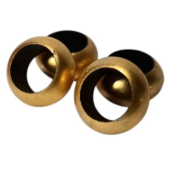 Vintage Gold Acrylic Lacquered Napkin Rings Set of 4 Size 2.5" - Picture 3 of 4